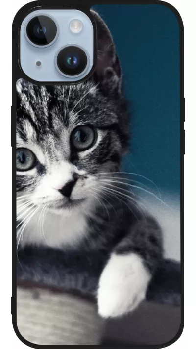 Coque iPhone 15 - Silicone rigide noir Meow 23