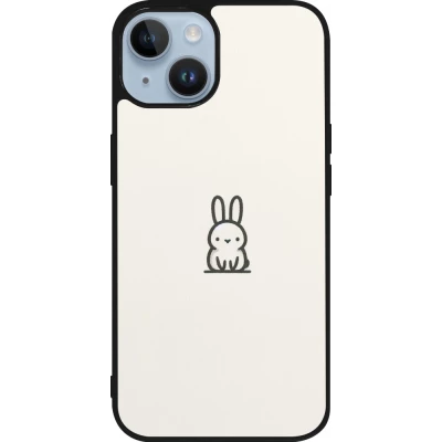Coque iPhone 15 - Silicone rigide noir Minimal bunny cutie