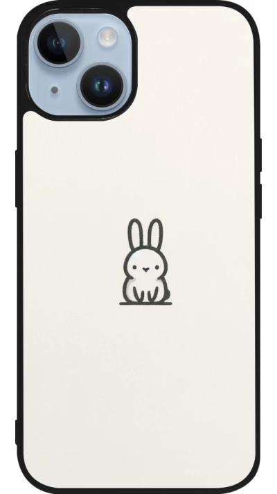 Coque iPhone 15 - Silicone rigide noir Minimal bunny cutie