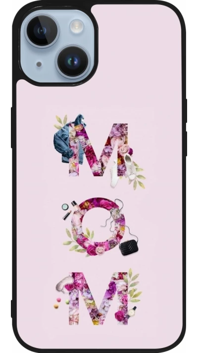 Coque iPhone 15 - Silicone rigide noir Mom 2024 girly mom