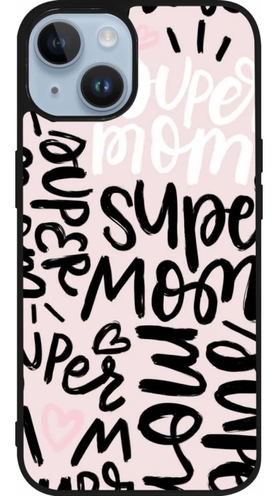 Coque iPhone 15 - Silicone rigide noir Mom 2024 Super mom