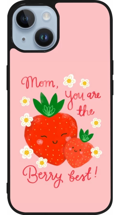Coque iPhone 15 - Silicone rigide noir Mom 2026 Berry best