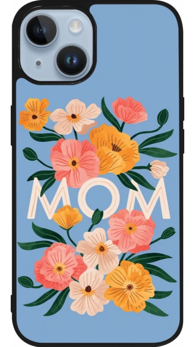Coque iPhone 15 - Silicone rigide noir Mom 2026 Flowers