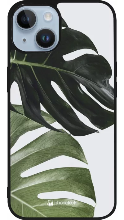 Coque iPhone 15 - Silicone rigide noir Monstera Plant
