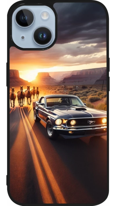 Coque iPhone 15 - Silicone rigide noir Mustang 69 Grand Canyon