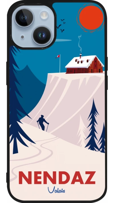Coque iPhone 15 - Silicone rigide noir Nendaz Cabane Ski