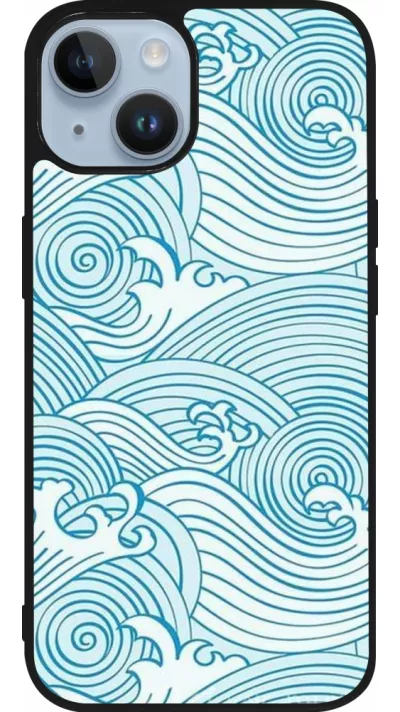 Coque iPhone 15 - Silicone rigide noir Ocean Waves