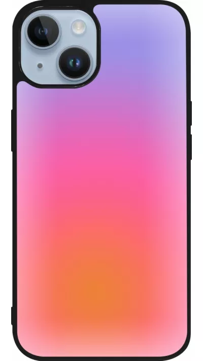 Coque iPhone 15 - Silicone rigide noir Orange Pink Blue Gradient