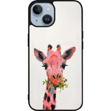 Coque iPhone 15 - Silicone rigide noir Pink Girafe Paint
