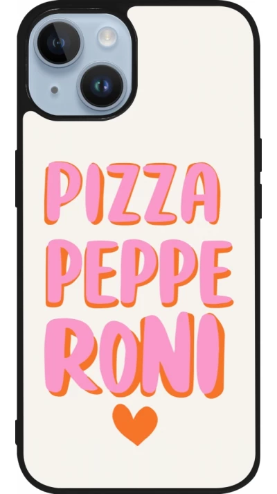 Coque iPhone 15 - Silicone rigide noir Pizza pepperoni 2026