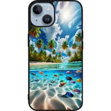 Coque iPhone 15 - Silicone rigide noir Plage Paradis
