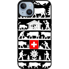 Coque iPhone 15 - Silicone rigide noir Poya Suisse 1 noir