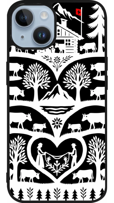 Coque iPhone 15 - Silicone rigide noir Poya Suisse 2 noir