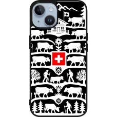 Coque iPhone 15 - Silicone rigide noir Poya Suisse 3 noir