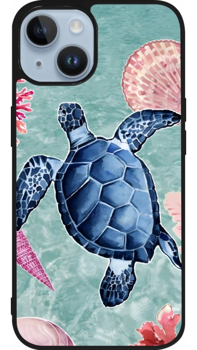 Coque iPhone 15 - Silicone rigide noir Preppy Turtle