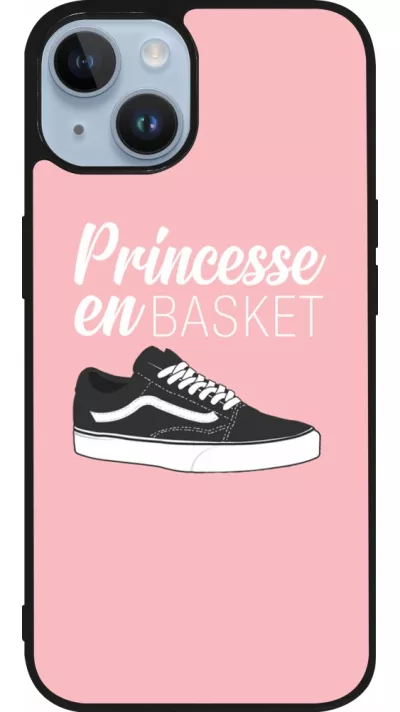 Coque iPhone 15 - Silicone rigide noir princesse en basket