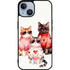 Coque iPhone 15 - Silicone rigide noir Saint Valentines Day 26 Cat Love