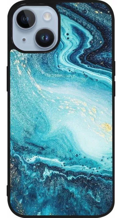 iPhone 15 Case Hülle - Silikon schwarz Sea Foam Blue