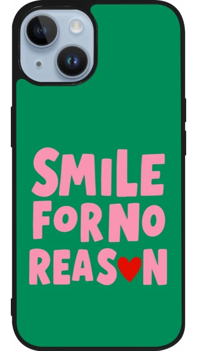 Coque iPhone 15 - Silicone rigide noir Smile for no reason 2026