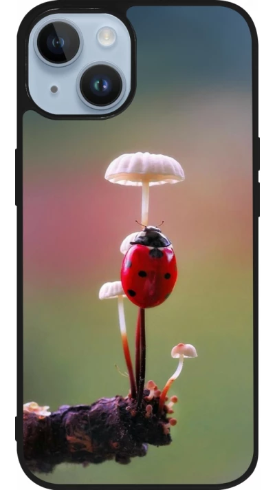 iPhone 15 Case Hülle - Silikon schwarz Ladybird on a mushroom Spring 2026