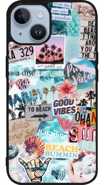 Coque iPhone 15 - Silicone rigide noir Summer 20 collage