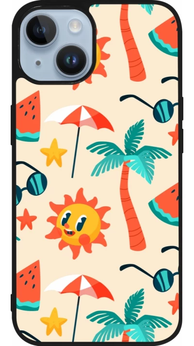 Coque iPhone 15 - Silicone rigide noir Summer 2025 Pattern soleil