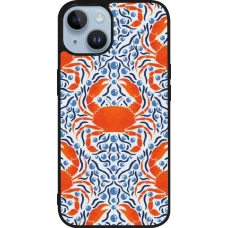 Coque iPhone 15 - Silicone rigide noir Crabs and pearls Summer 2026