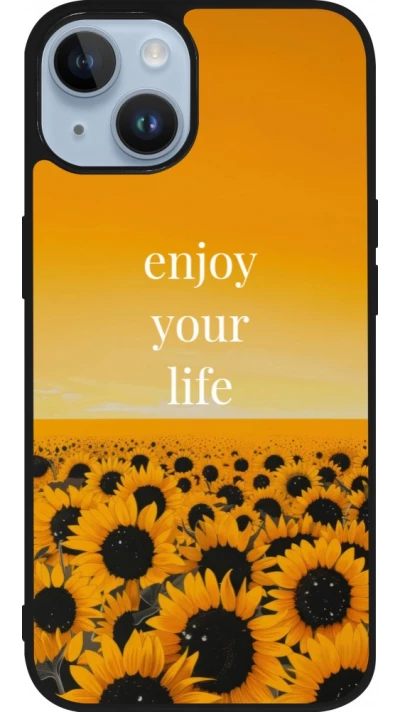 Coque iPhone 15 - Silicone rigide noir Summer 2026 Enjoy your life