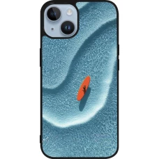 Coque iPhone 15 - Silicone rigide noir Orange surf Summer 2026