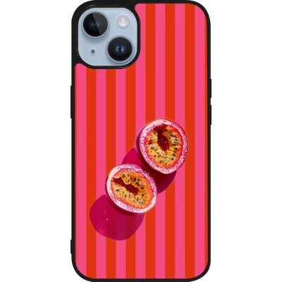 Coque iPhone 15 - Silicone rigide noir Passion fruit Summer 2026
