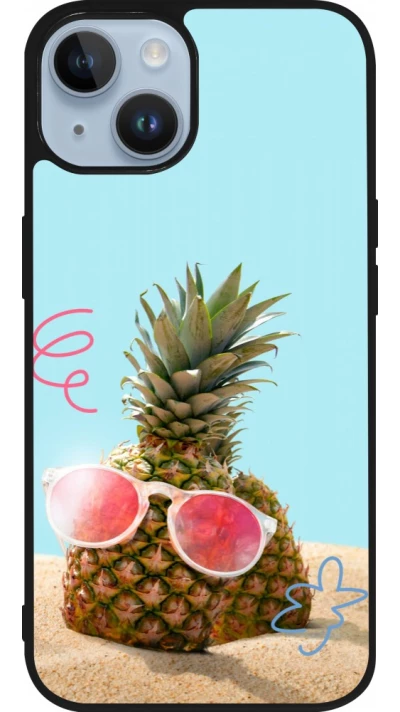 iPhone 15 Case Hülle - Silikon schwarz Pineapple with glasses Summer 2026