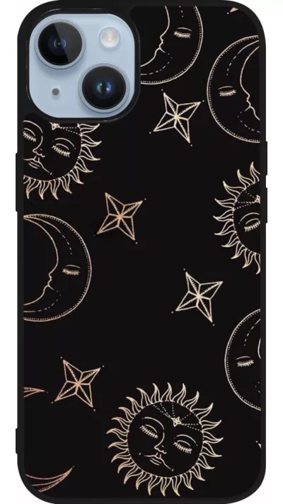 Coque iPhone 15 - Silicone rigide noir Suns and Moons