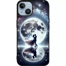 iPhone 15 Case Hülle - Silikon schwarz Valentin 2024 Liebe unter dem Mond