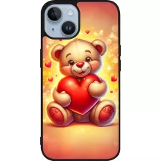 iPhone 15 Case Hülle - Silikon schwarz Valentin 2024 Teddy Liebe