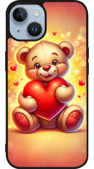 iPhone 15 Case Hülle - Silikon schwarz Valentin 2024 Teddy Liebe
