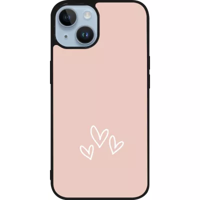 iPhone 15 Case Hülle - Silikon schwarz Valentine 2023 three minimalist hearts