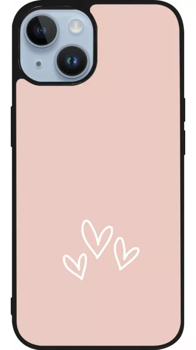 iPhone 15 Case Hülle - Silikon schwarz Valentine 2023 three minimalist hearts