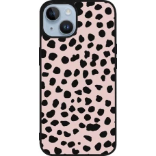 Coque iPhone 15 - Silicone rigide noir Wild Leopard Pink