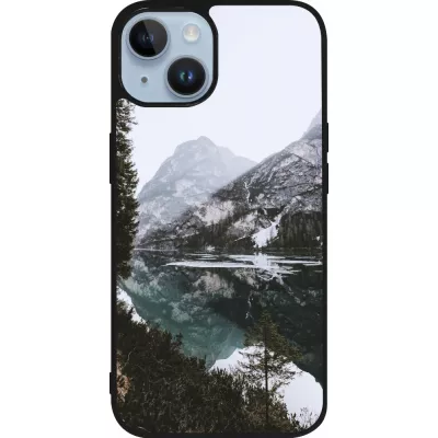 iPhone 15 Case Hülle - Silikon schwarz Winter 22 snowy mountain and lake