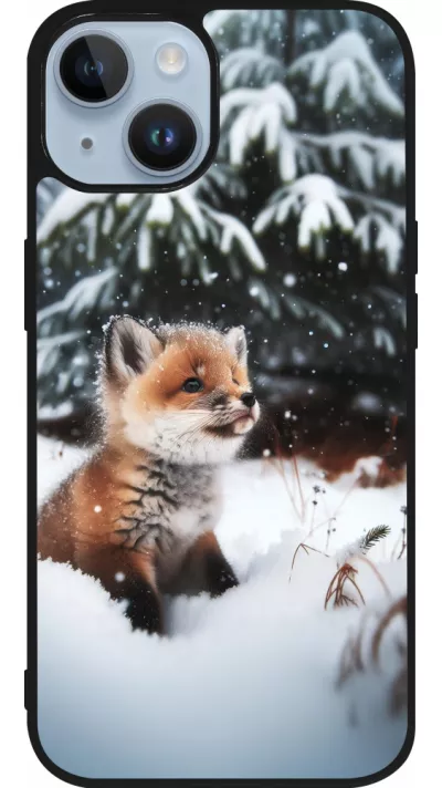 iPhone 15 Case Hülle - Silikon schwarz Weihnachten 2023 Fuechslein Tanne