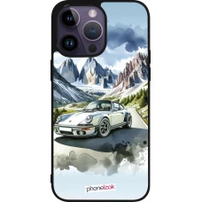 iPhone 15 Pro Max Case Hülle - Silikon schwarz Porsche 911 Berg Aquarell