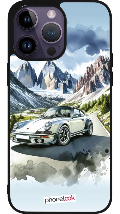 iPhone 15 Pro Max Case Hülle - Silikon schwarz Porsche 911 Berg Aquarell