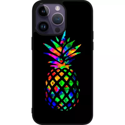 iPhone 15 Pro Max Case Hülle - Silikon schwarz Ananas Multi-colors