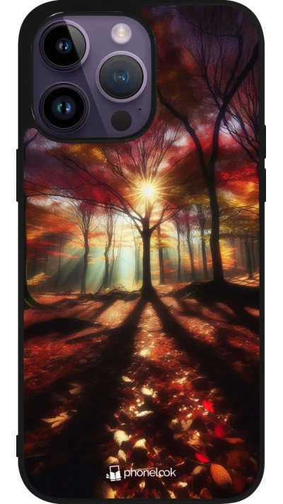 iPhone 15 Pro Max Case Hülle - Silikon schwarz Herbstlicher goldener Glanz