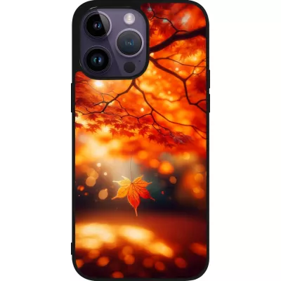 iPhone 15 Pro Max Case Hülle - Silikon schwarz Herbst Magisch Orange