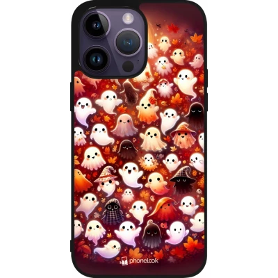 Coque iPhone 15 Pro Max - Silicone rigide noir Fantômes automne mignons