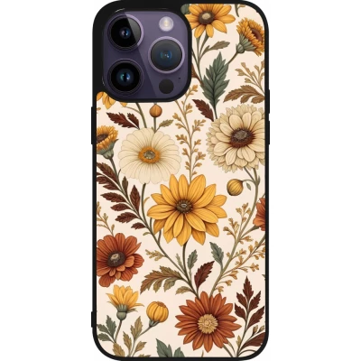 Coque iPhone 15 Pro Max - Silicone rigide noir Autumn 25 Flower pattern