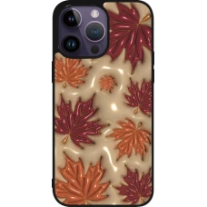 iPhone 15 Pro Max Case Hülle - Silikon schwarz Autumn 26 3D leaves