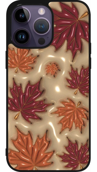 iPhone 15 Pro Max Case Hülle - Silikon schwarz Autumn 26 3D leaves