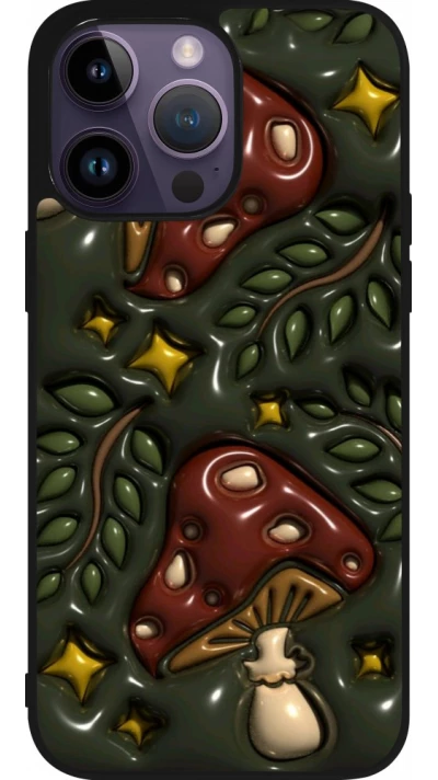 iPhone 15 Pro Max Case Hülle - Silikon schwarz Autumn 26 3D mushrooms